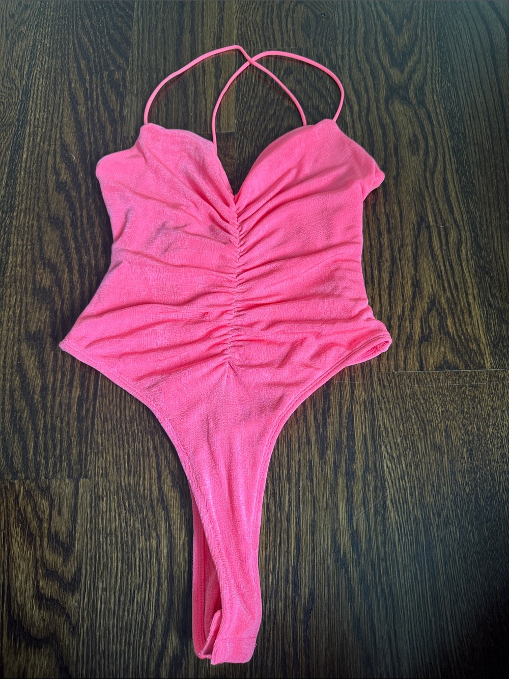 SER.O.YA Hot Pink Ruched One-Piece Bodysuit